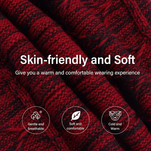 Unisex Winter Beanie Hat Scarf Set Warm Knit Hats Cap Neck Warmer - Picture 4 of 5